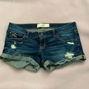 Hollister dark denim distressed shorts